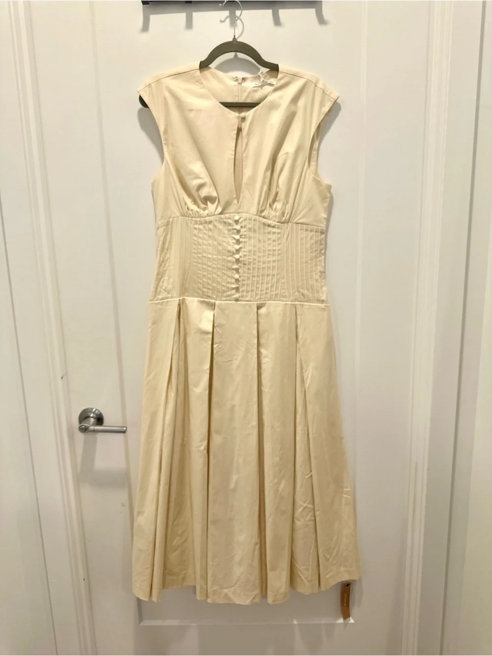 NWT Reformation Renaie Midi Dress Cream Size 10 Cotton Sleeveless Summer Organic - Picture 4 of 10